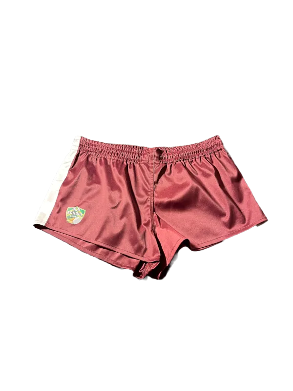 Maroons Footy Shorts with Singe White Stripe