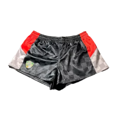 Grizzlies Old School Footy Shorts Checkered Black Red and Silver